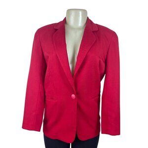 Vintage Illustration Bright Red Womens Blazer With Button Closure Sz 2P